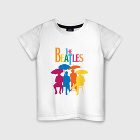Детская футболка хлопок с принтом The beatles в Тюмени, 100% хлопок | круглый вырез горловины, полуприлегающий силуэт, длина до линии бедер | Тематика изображения на принте: bright | british | legendary | liverpool | rainbow | rock group | spectrum | the beatles | яркие цвета