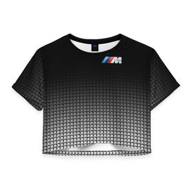 Женская футболка 3D укороченная с принтом BMW 2018 Black and White III в Тюмени, 100% полиэстер | круглая горловина, длина футболки до линии талии, рукава с отворотами | bmw | автомобильные | бмв