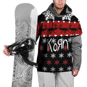 Накидка на куртку 3D с принтом Праздничный Korn в Тюмени, 100% полиэстер |  | Тематика изображения на принте: korn | koяn | альтернативный | брайан филипп уэлч | группа | джеймс | джонатан дэвис | знак | корн | коян | красный | манки | метал | надпись | новогодний | новый год | нюметал | праздник