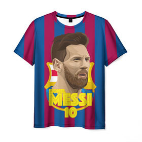 Мужская футболка 3D с принтом Lionel Messi Barcelona в Тюмени, 100% полиэфир | прямой крой, круглый вырез горловины, длина до линии бедер | Тематика изображения на принте: barca | barcelona | barsa | barselona | kit | leo | mesi | messi | барса | барселона | лео | лионель | меси | месси
