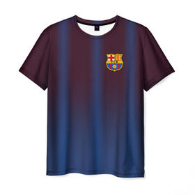 Мужская футболка 3D с принтом FC Barcelona Gradient в Тюмени, 100% полиэфир | прямой крой, круглый вырез горловины, длина до линии бедер | fc | fc barcelona | fcb | барселона | спорт | спортивные | фк | футбол