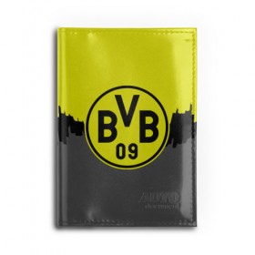 Обложка для автодокументов с принтом FC Borussia 2018 Paints в Тюмени, натуральная кожа |  размер 19,9*13 см; внутри 4 больших “конверта” для документов и один маленький отдел — туда идеально встанут права | Тематика изображения на принте: borussia dortmund | fc | боруссия | спорт | спортивные | фк | футбол