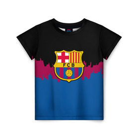 Детская футболка 3D с принтом FC Barcelona 2018 Paints в Тюмени, 100% гипоаллергенный полиэфир | прямой крой, круглый вырез горловины, длина до линии бедер, чуть спущенное плечо, ткань немного тянется | fc | manchester united | манчестер юнайтед | спорт | спортивные | фк | футбол