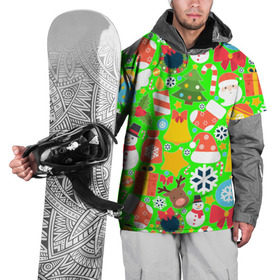 Накидка на куртку 3D с принтом Новогодняя текстура в Тюмени, 100% полиэстер |  | елка | елочные игрушки | зима | подарки | снеговик