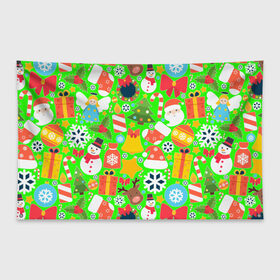 Флаг-баннер с принтом Новогодняя текстура в Тюмени, 100% полиэстер | размер 67 х 109 см, плотность ткани — 95 г/м2; по краям флага есть четыре люверса для крепления | елка | елочные игрушки | зима | подарки | снеговик