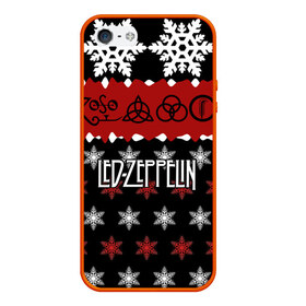 Чехол для iPhone 5/5S матовый с принтом Праздничный Led Zeppelin в Тюмени, Силикон | Область печати: задняя сторона чехла, без боковых панелей | led zeppelin | блюз | группа | джимми пейдж | джон генри бонэм | джон пол джонс | знак | красный | лед зепелен | лед зеппелин | метал | надпись | новогодний | новый год | праздник | роберт плант | рождество