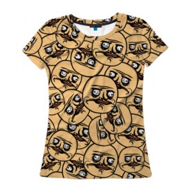 Женская футболка 3D с принтом MEME ME GUSTA в Тюмени, 100% полиэфир ( синтетическое хлопкоподобное полотно) | прямой крой, круглый вырез горловины, длина до линии бедер | me gusta | meme | лицо | ме густа | мем