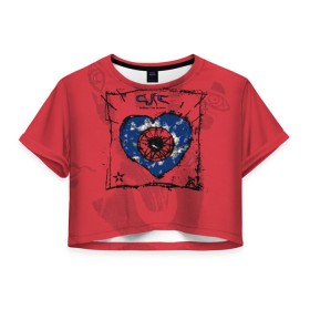 Женская футболка 3D укороченная с принтом The Cure в Тюмени, 100% полиэстер | круглая горловина, длина футболки до линии талии, рукава с отворотами | robert smith | rock band | the cure | uk | британия | роберт смит | рок группа