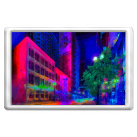 Магнит 45*70 с принтом Neon city в Тюмени, Пластик | Размер: 78*52 мм; Размер печати: 70*45 | город | яркий