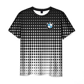 Мужская футболка 3D с принтом BMW 2018 Black and White IV в Тюмени, 100% полиэфир | прямой крой, круглый вырез горловины, длина до линии бедер | bmw | автомобильные | бмв | машины