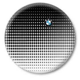 Значок с принтом BMW 2018 Black and White IV в Тюмени,  металл | круглая форма, металлическая застежка в виде булавки | bmw | автомобильные | бмв | машины