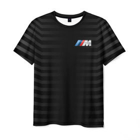 Мужская футболка 3D с принтом BMW M BLACK & GREY в Тюмени, 100% полиэфир | прямой крой, круглый вырез горловины, длина до линии бедер | bmw | автомобильные | бмв | машины