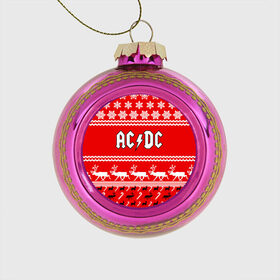 Стеклянный ёлочный шар с принтом Праздничный AC/DC в Тюмени, Стекло | Диаметр: 80 мм | ac dc | acdc |   снежинки | ангус янг | ас дс | асдс | крис слэйд | новогодний | новый год | рождество | стиви янг | эксл роуз