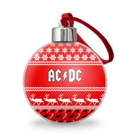 Ёлочный шар с принтом Праздничный AC/DC в Тюмени, Пластик | Диаметр: 77 мм | ac dc | acdc |   снежинки | ангус янг | ас дс | асдс | крис слэйд | новогодний | новый год | рождество | стиви янг | эксл роуз