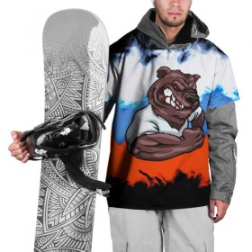 Накидка на куртку 3D с принтом Медведь в Тюмени, 100% полиэстер |  | Тематика изображения на принте: abstraction | grunge | абстракция | краска | медведь | русский | триколор | я русский