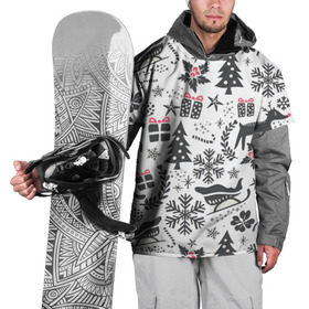 Накидка на куртку 3D с принтом Дуx рождества в Тюмени, 100% полиэстер |  | Тематика изображения на принте: год | елка | зима | колокольчик  | новый | олень | подарки | праздник | сани | снег | снежинки | узор