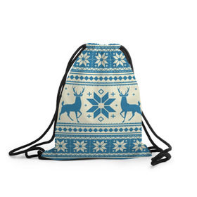 Рюкзак-мешок 3D с принтом Наш веселый Новый год в Тюмени, 100% полиэстер | плотность ткани — 200 г/м2, размер — 35 х 45 см; лямки — толстые шнурки, застежка на шнуровке, без карманов и подкладки | новый год | олень | свитер | снег | снежинки | узор