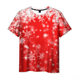 Мужская футболка 3D с принтом Новогоднее чудо 1 в Тюмени, 100% полиэфир | прямой крой, круглый вырез горловины, длина до линии бедер | новый год | снег | снежинки