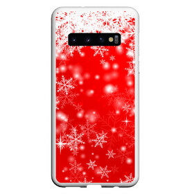 Чехол для Samsung Galaxy S10 с принтом Новогоднее чудо 1 в Тюмени, Силикон | Область печати: задняя сторона чехла, без боковых панелей | Тематика изображения на принте: новый год | снег | снежинки