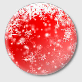 Значок с принтом Новогоднее чудо 1 в Тюмени,  металл | круглая форма, металлическая застежка в виде булавки | новый год | снег | снежинки