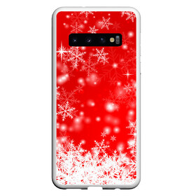 Чехол для Samsung Galaxy S10 с принтом Новогоднее чудо 2 в Тюмени, Силикон | Область печати: задняя сторона чехла, без боковых панелей | Тематика изображения на принте: новый год | снег | снежинки