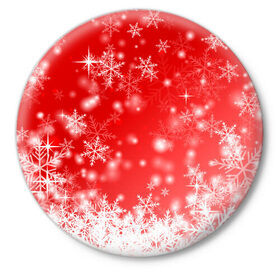Значок с принтом Новогоднее чудо 2 в Тюмени,  металл | круглая форма, металлическая застежка в виде булавки | новый год | снег | снежинки