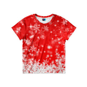 Детская футболка 3D с принтом Новогоднее чудо 2 в Тюмени, 100% гипоаллергенный полиэфир | прямой крой, круглый вырез горловины, длина до линии бедер, чуть спущенное плечо, ткань немного тянется | Тематика изображения на принте: новый год | снег | снежинки