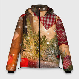 Мужская зимняя куртка 3D с принтом Новогодняя сказка в Тюмени, верх — 100% полиэстер; подкладка — 100% полиэстер; утеплитель — 100% полиэстер | длина ниже бедра, свободный силуэт Оверсайз. Есть воротник-стойка, отстегивающийся капюшон и ветрозащитная планка. 

Боковые карманы с листочкой на кнопках и внутренний карман на молнии. | елка | мягкие игрушки | новый год снег | свеча | снежинки