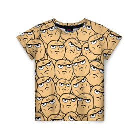 Детская футболка 3D с принтом MEME DETERMINED NOT OKAY в Тюмени, 100% гипоаллергенный полиэфир | прямой крой, круглый вырез горловины, длина до линии бедер, чуть спущенное плечо, ткань немного тянется | determined not okay | meme | лицо | мем | определённо не всё в порядке