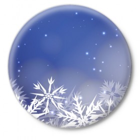Значок с принтом Зима в Тюмени,  металл | круглая форма, металлическая застежка в виде булавки | Тематика изображения на принте: елка | новый год | снег | снежинки
