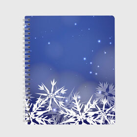 Тетрадь с принтом Зима в Тюмени, 100% бумага | 48 листов, плотность листов — 60 г/м2, плотность картонной обложки — 250 г/м2. Листы скреплены сбоку удобной пружинной спиралью. Уголки страниц и обложки скругленные. Цвет линий — светло-серый
 | елка | новый год | снег | снежинки