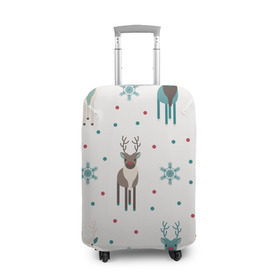 Чехол для чемодана 3D с принтом Новогодний олень в Тюмени, 86% полиэфир, 14% спандекс | двустороннее нанесение принта, прорези для ручек и колес | 