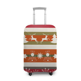 Чехол для чемодана 3D с принтом Новогодняя текстура в Тюмени, 86% полиэфир, 14% спандекс | двустороннее нанесение принта, прорези для ручек и колес | елка | колокольчик | новый год | олени | снег | снежинки