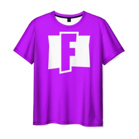 Мужская футболка 3D с принтом F Fortnite в Тюмени, 100% полиэфир | прямой крой, круглый вырез горловины, длина до линии бедер | fortnite