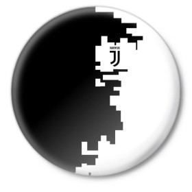 Значок с принтом Juventus 2018 Geometry Sport в Тюмени,  металл | круглая форма, металлическая застежка в виде булавки | Тематика изображения на принте: 