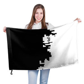 Флаг 3D с принтом Juventus 2018 Geometry Sport в Тюмени, 100% полиэстер | плотность ткани — 95 г/м2, размер — 67 х 109 см. Принт наносится с одной стороны | 