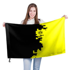 Флаг 3D с принтом Borussia 2018 Geometry Sport в Тюмени, 100% полиэстер | плотность ткани — 95 г/м2, размер — 67 х 109 см. Принт наносится с одной стороны | боруссия | дортмунд