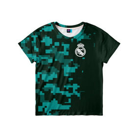 Детская футболка 3D с принтом Real Madrid 18 Military Sport в Тюмени, 100% гипоаллергенный полиэфир | прямой крой, круглый вырез горловины, длина до линии бедер, чуть спущенное плечо, ткань немного тянется | 