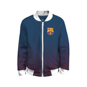 Детский бомбер 3D с принтом FC Barca 2018 Creative uniform в Тюмени, 100% полиэстер | застегивается на молнию, по бокам два кармана без застежек, мягкие манжеты, по низу бомбера и на воротнике — эластичная резинка | fc | fc barcelona | fcb | барселона | спорт | спортивные | фк | футбол