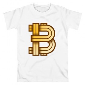 Мужская футболка хлопок с принтом Bitcoin is a new era! в Тюмени, 100% хлопок | прямой крой, круглый вырез горловины, длина до линии бедер, слегка спущенное плечо. | Тематика изображения на принте: bitcoin | btc | биткоин