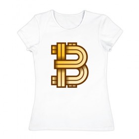 Женская футболка хлопок с принтом Bitcoin is a new era! в Тюмени, 100% хлопок | прямой крой, круглый вырез горловины, длина до линии бедер, слегка спущенное плечо | bitcoin | btc | биткоин
