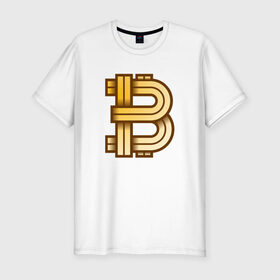 Мужская футболка премиум с принтом Bitcoin is a new era! в Тюмени, 92% хлопок, 8% лайкра | приталенный силуэт, круглый вырез ворота, длина до линии бедра, короткий рукав | bitcoin | btc | биткоин