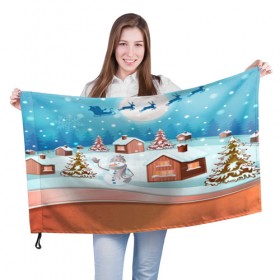 Флаг 3D с принтом Рождество в Тюмени, 100% полиэстер | плотность ткани — 95 г/м2, размер — 67 х 109 см. Принт наносится с одной стороны | christmas | new year | santa | дед мороз | елка | елочки | новогодний | новый год | рождество | сантаклаус | снег | снежинки
