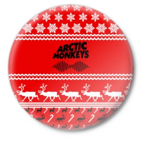 Значок с принтом Arctic Monkeys в Тюмени,  металл | круглая форма, металлическая застежка в виде булавки | arc | алекс тёрнер | арктик | арктические | гаражный | группа | джейми кук | знак | инди | красный | манкис | мартышки | музыка | надпись | ник о мэлли | новогодний | новый год | обезьяна | постпанк