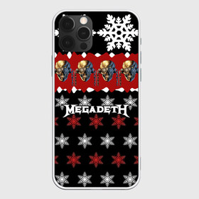 Чехол для iPhone 12 Pro Max с принтом Праздничный Megadeth в Тюмени, Силикон |  | Тематика изображения на принте: me | megadeth | группа | дирк вербурен | дэвид эллефсон | дэйв мастейн | знак | кико лоурейро | красный | мегадет | метал | надпись | новогодний | новый год | праздник | рождество | рок | снежинки | трэш