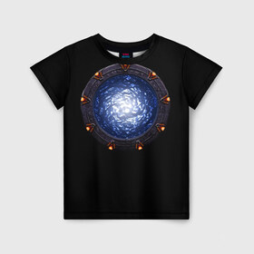 Детская футболка 3D с принтом Stargate в Тюмени, 100% гипоаллергенный полиэфир | прямой крой, круглый вырез горловины, длина до линии бедер, чуть спущенное плечо, ткань немного тянется | Тематика изображения на принте: sg1 | wormhole | другие миры | зв1 | звёздные врата | кротовая нора | портал | тоннель | червоточина