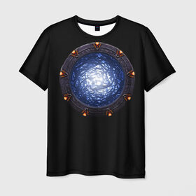 Мужская футболка 3D с принтом Stargate в Тюмени, 100% полиэфир | прямой крой, круглый вырез горловины, длина до линии бедер | Тематика изображения на принте: sg1 | wormhole | другие миры | зв1 | звёздные врата | кротовая нора | портал | тоннель | червоточина
