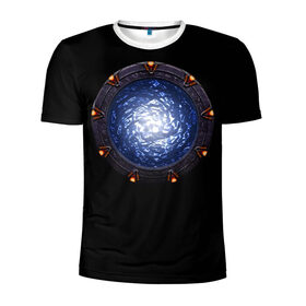 Мужская футболка 3D спортивная с принтом Stargate в Тюмени, 100% полиэстер с улучшенными характеристиками | приталенный силуэт, круглая горловина, широкие плечи, сужается к линии бедра | sg1 | wormhole | другие миры | зв1 | звёздные врата | кротовая нора | портал | тоннель | червоточина