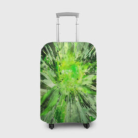 Чехол для чемодана 3D с принтом Кристальная абстракция в Тюмени, 86% полиэфир, 14% спандекс | двустороннее нанесение принта, прорези для ручек и колес | абстракция | геометрия | зеленый | кристаллы | стекло