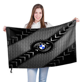 Флаг 3D с принтом BMW Carboniferous 2018 в Тюмени, 100% полиэстер | плотность ткани — 95 г/м2, размер — 67 х 109 см. Принт наносится с одной стороны | abstraction | carboniferous | карбон | текстуры
